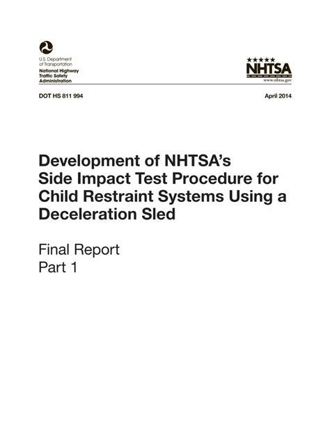 nhtsa side impact test procedure|U.S. DEPARTMENT OF TRANSPORTATION .